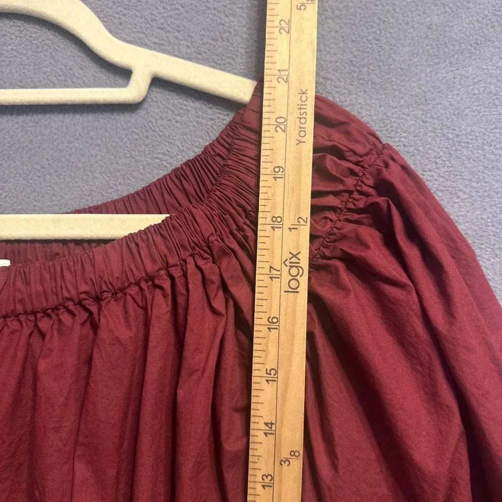 Ulla Johnson Kira Off the Shoulder Poplin Peplum Top Size 2 Burgundy Peasant